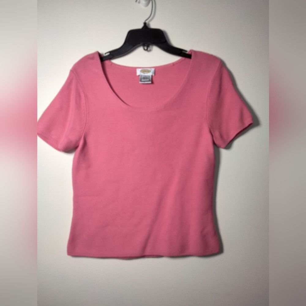 Talbots Pink Women's Knit Top Scoop Neck Short Sleeve